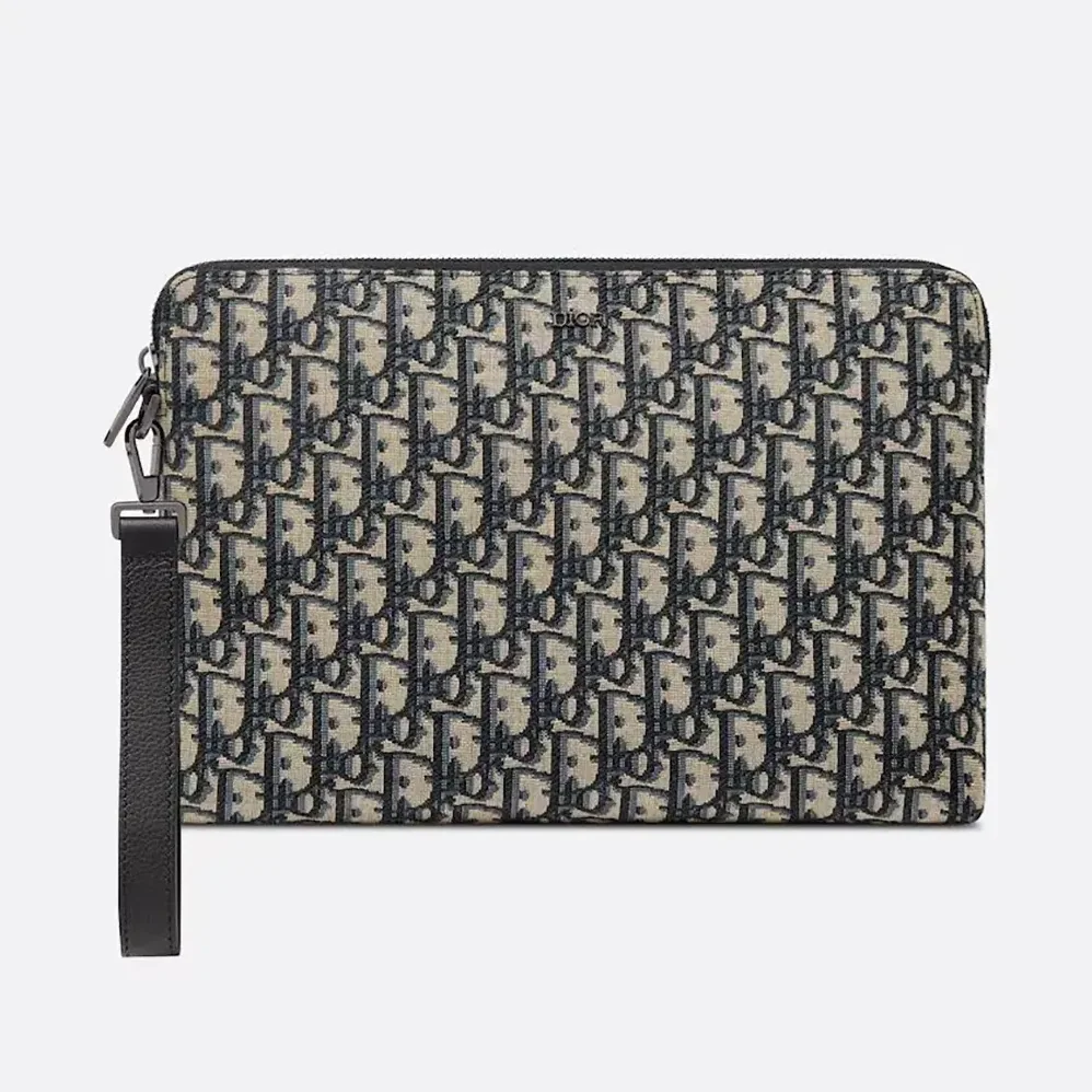 Dior Pouch Beige and Black Dior Oblique Jacquard for Men Dior Pouch Beige and Black Dior Oblique Jacquard for Men