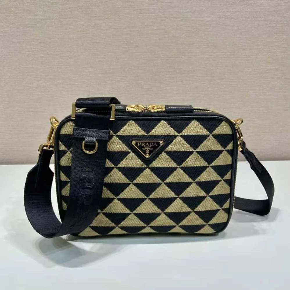 Prada Symbole Embroidered Fabric Bag for Women