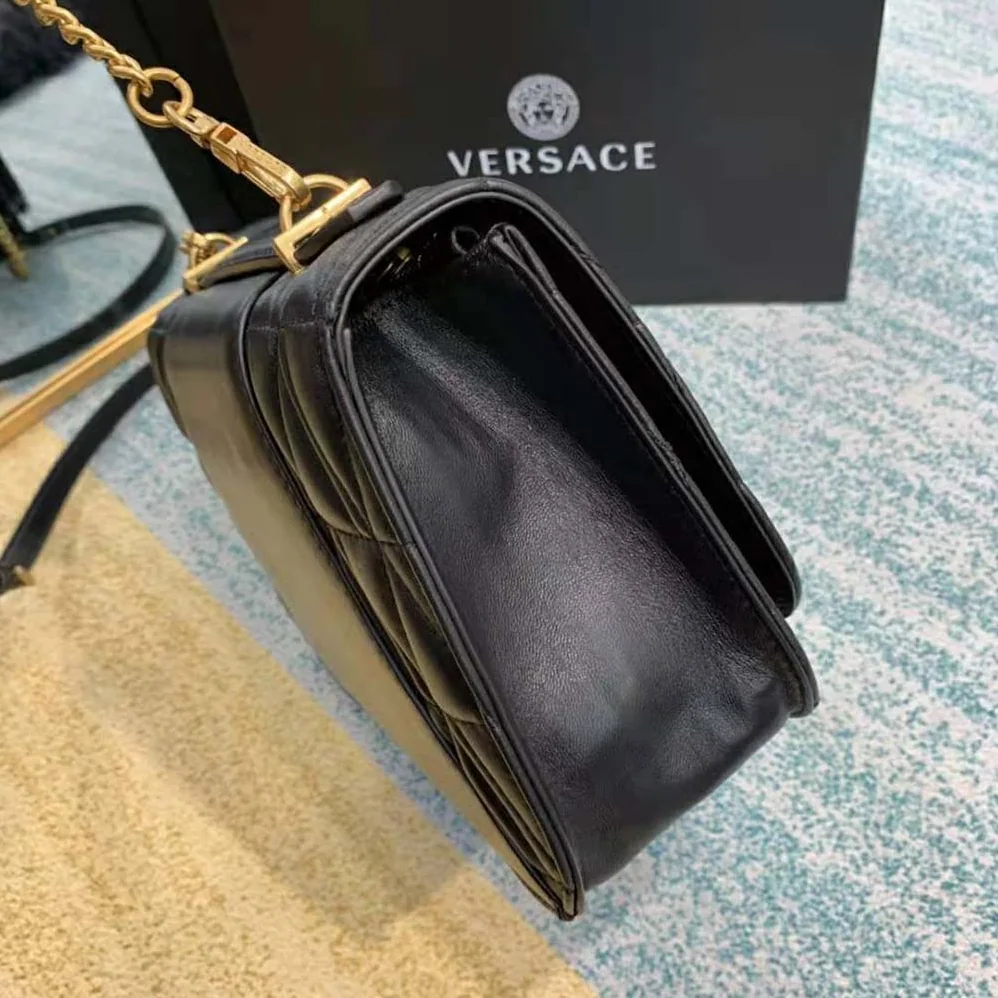 Versace Virtus Quilted Shoulder Bag for Women in Black