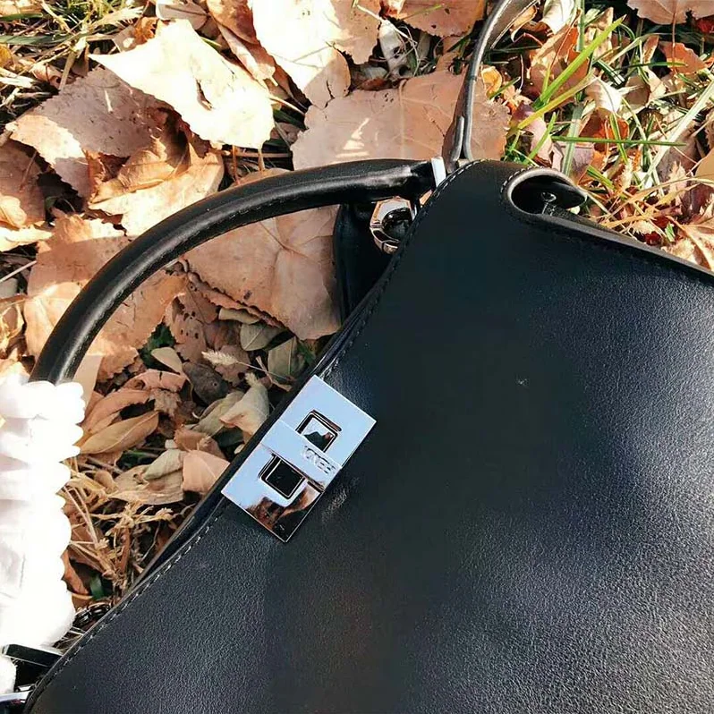 Fendi Peekaboo Essential Black Leather Bag for Women Fendi Peekaboo Essential Black Leather Bag for Women