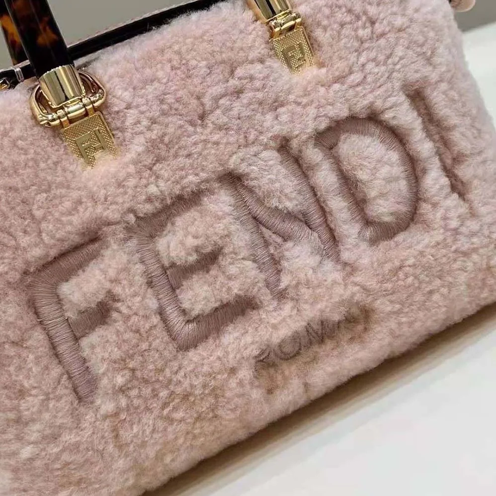 Fendi By The Way Mini Light Pink Sheepskin Small Boston Bag for Women
