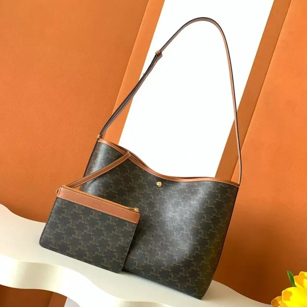 Celine Soft Shopper Bag in Triomphe Canvas and Calfskin for Women Celine Soft Shopper Bag in Triomphe Canvas and Calfskin for Women