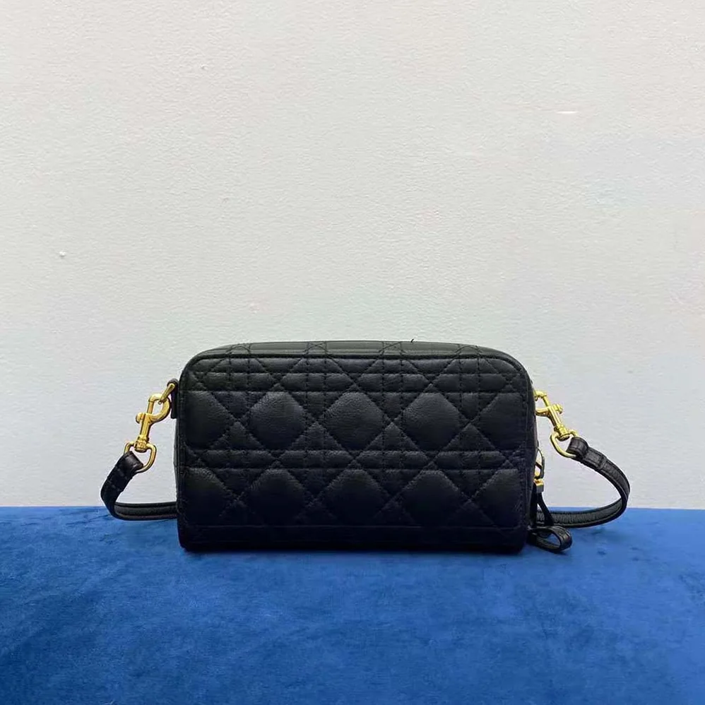 Dior Caro Double Pouch Black Supple Cannage Calfskin for Women Dior Caro Double Pouch Black Supple Cannage Calfskin for Women