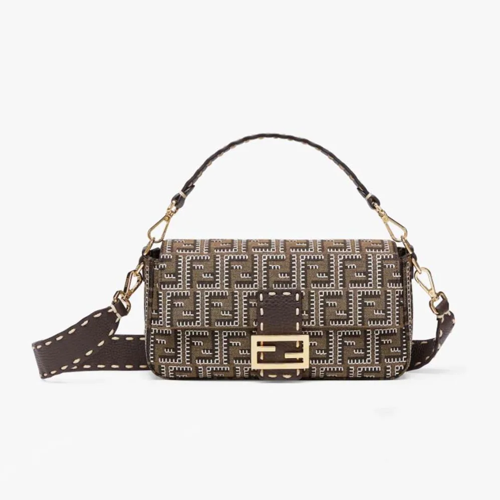Fendi Baguette Embroidered FF Fabric Bag for Women Fendi Baguette Embroidered FF Fabric Bag for Women