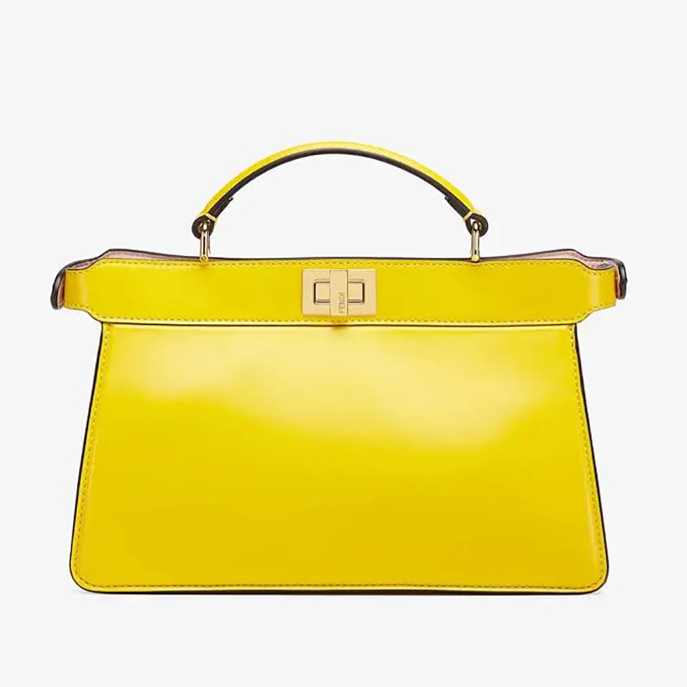 Fendi Peekaboo Iseeu East-West Leather Bag for Women in Yellow Fendi Peekaboo Iseeu East-West Leather Bag for Women in Yellow