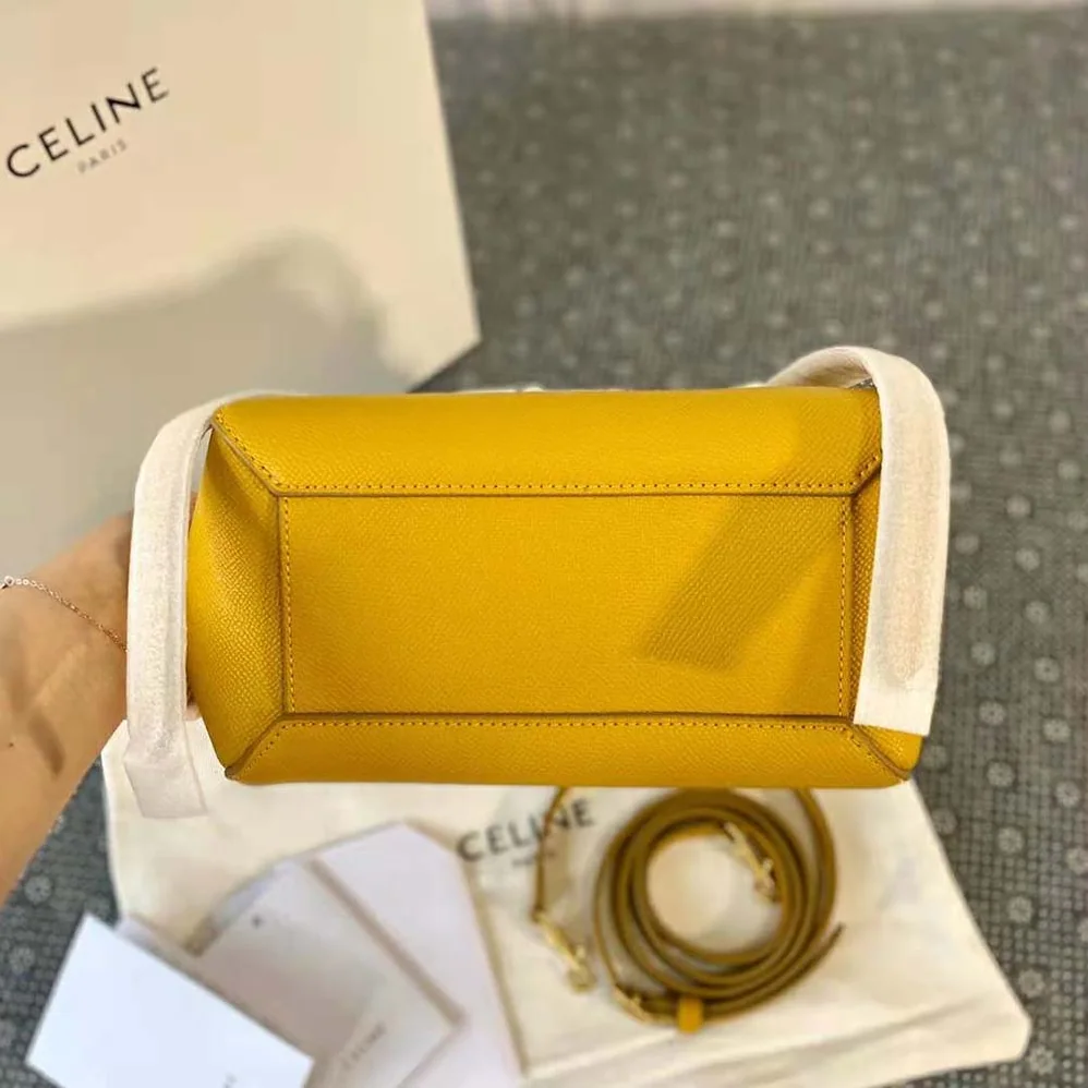 Celine Nano Belt Bag in Grained Calfskin for Women in Yellow Celine Nano Belt Bag in Grained Calfskin for Women in Yellow