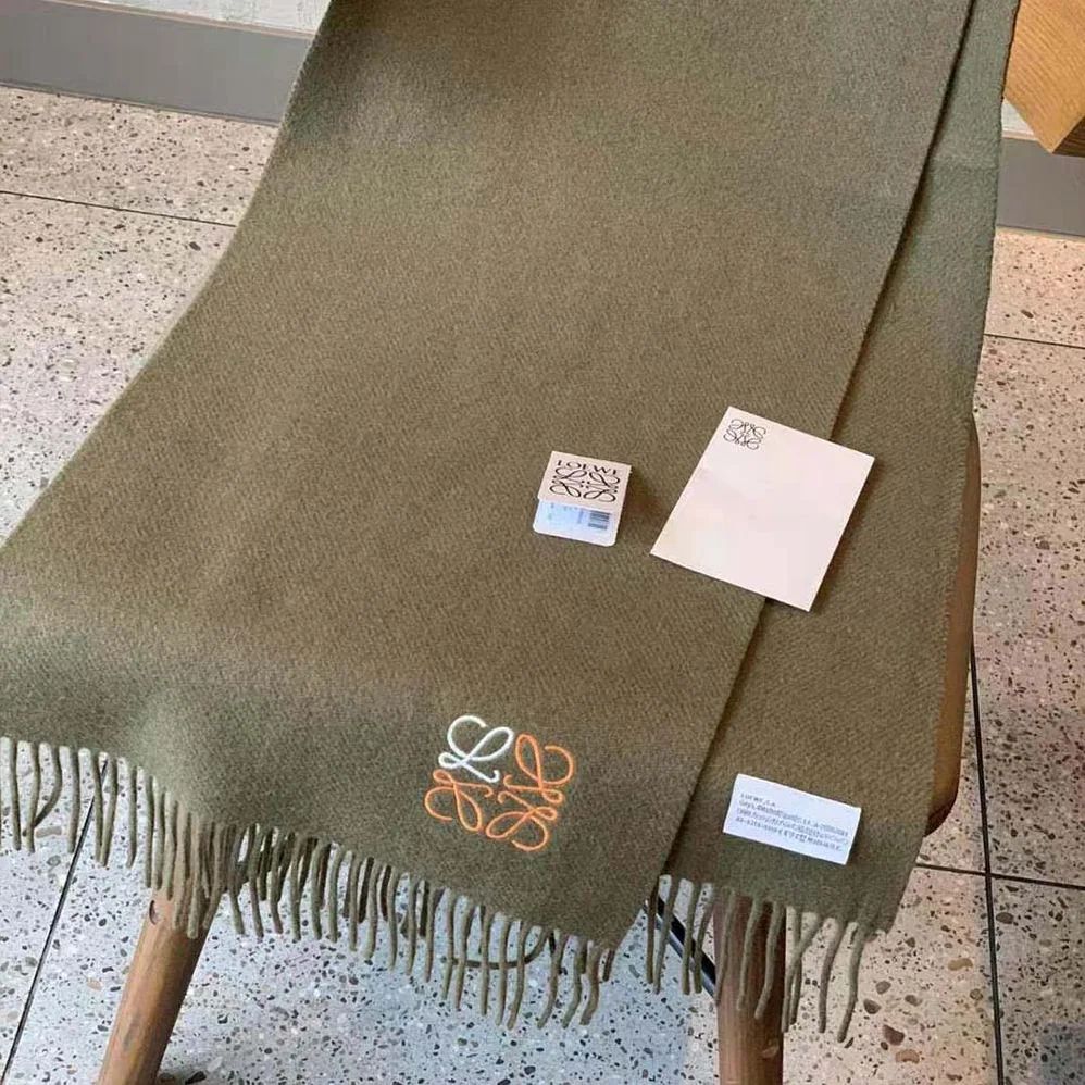 Loewe Anagram Scarf in Cashmere for Women in Dark Green Loewe Anagram Scarf in Cashmere for Women in Dark Green