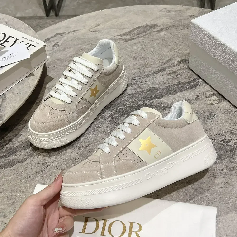 Dior Dior Star Platform Sneaker Light Beige Suede Calfskin for Women Dior Dior Star Platform Sneaker Light Beige Suede Calfskin for Women