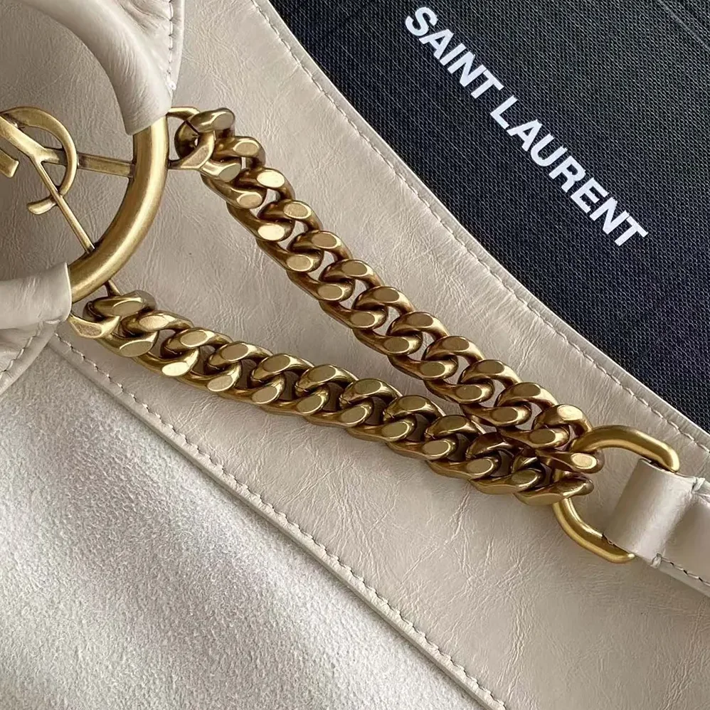 Saint Laurent YSL Hortense Hobo In Shiny Leather White for Women Saint Laurent YSL Hortense Hobo In Shiny Leather White for Women
