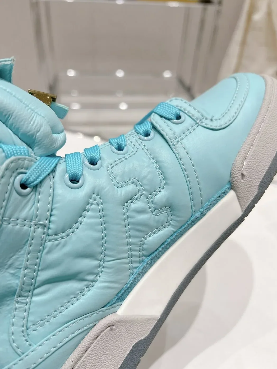 FD Fendi Match Lace-Up High-Top Sneakers Blue 8E8380ALIRF1JGC