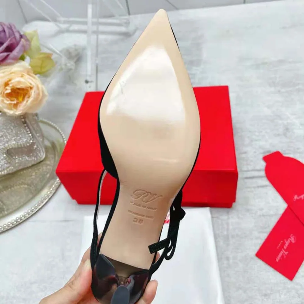 Roger Vivier I Love Vivier Bow String Mules in Suede for Women in Black