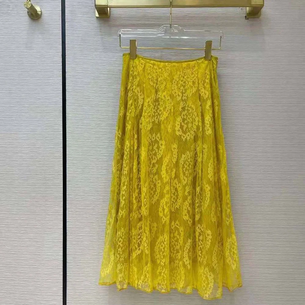 Fendi Yellow Lace Skirt with The ABC of Femininity for Women