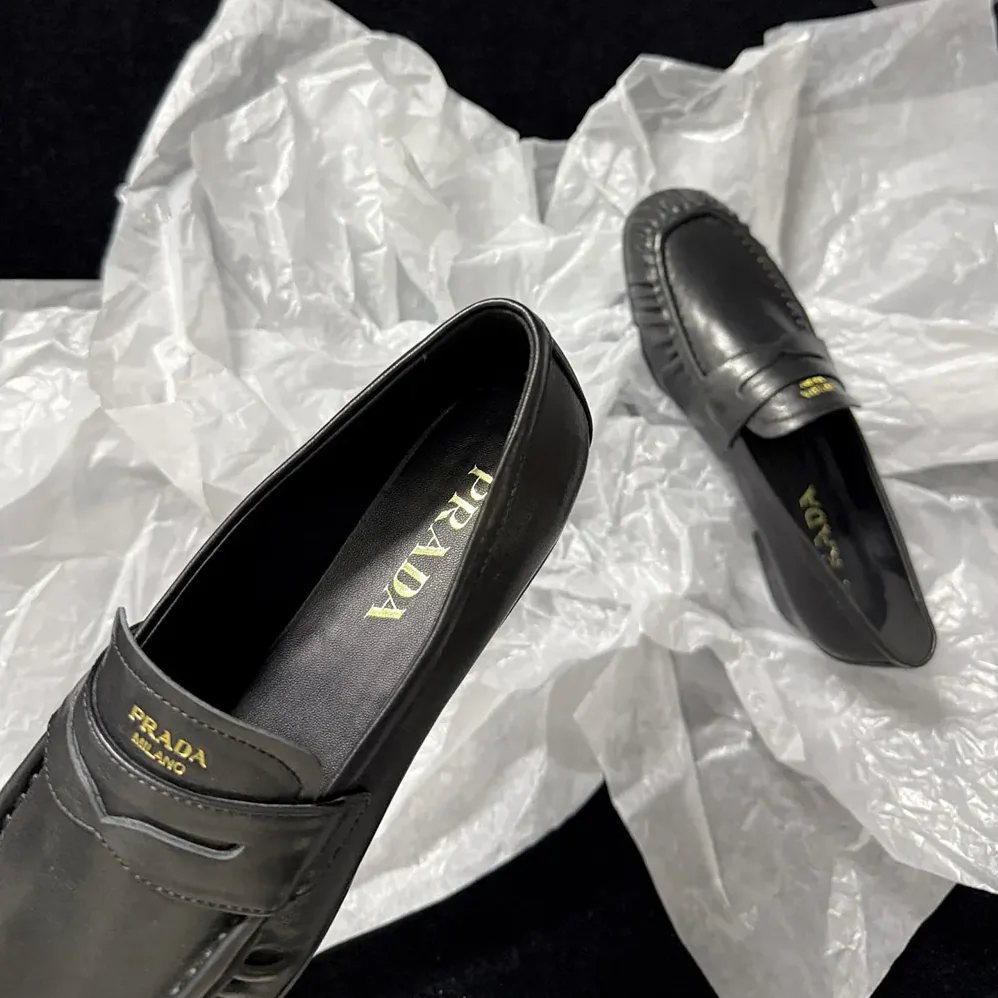 Prada Leather Loafers for Women in Black