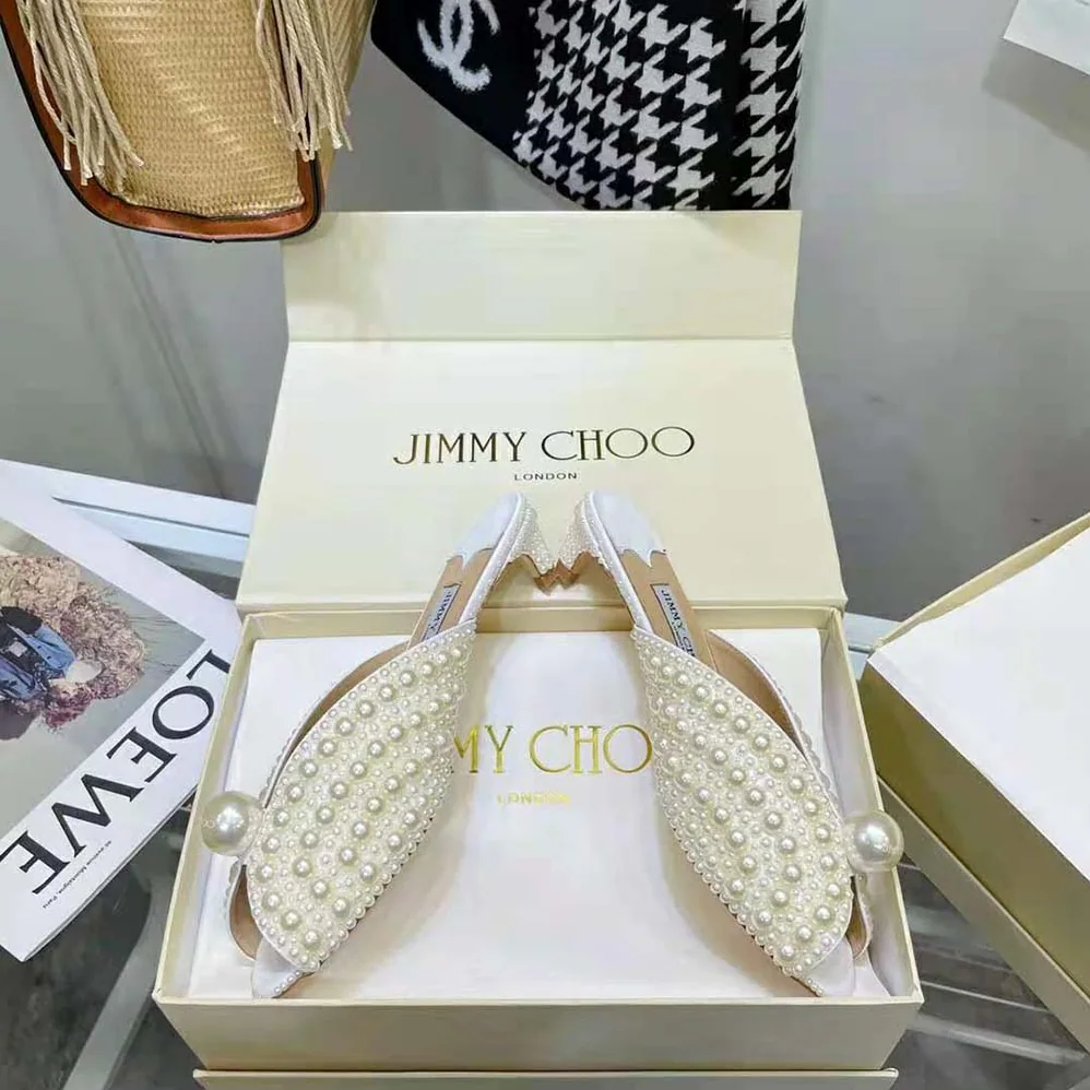 Jimmy Choo Samantha 35 White Satin Mules with All for Women in Over Pearls Jimmy Choo Samantha 35 White Satin Mules with All for Women in Over Pearls