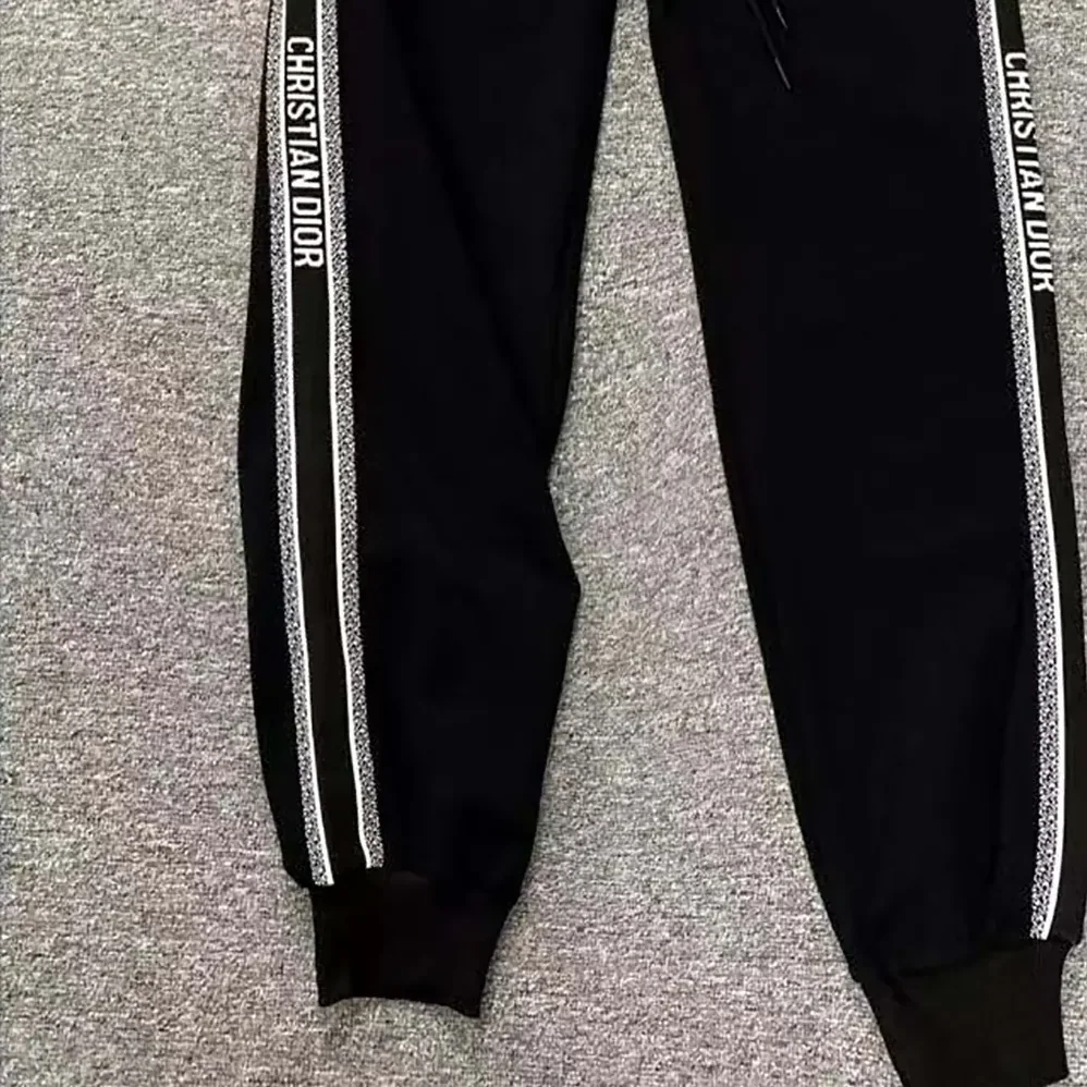 Dior Black & White Tracksuit with Iconic Stripes & Bee Embroidery for Men