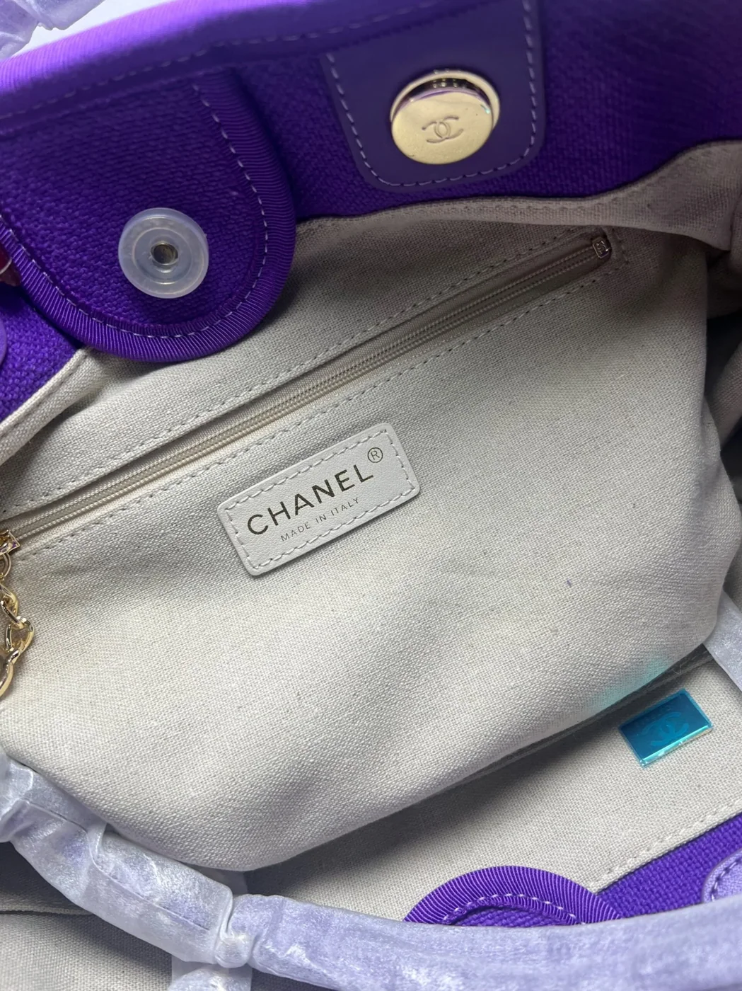 Chanel Deauville Tote Bag Pouch Purple /