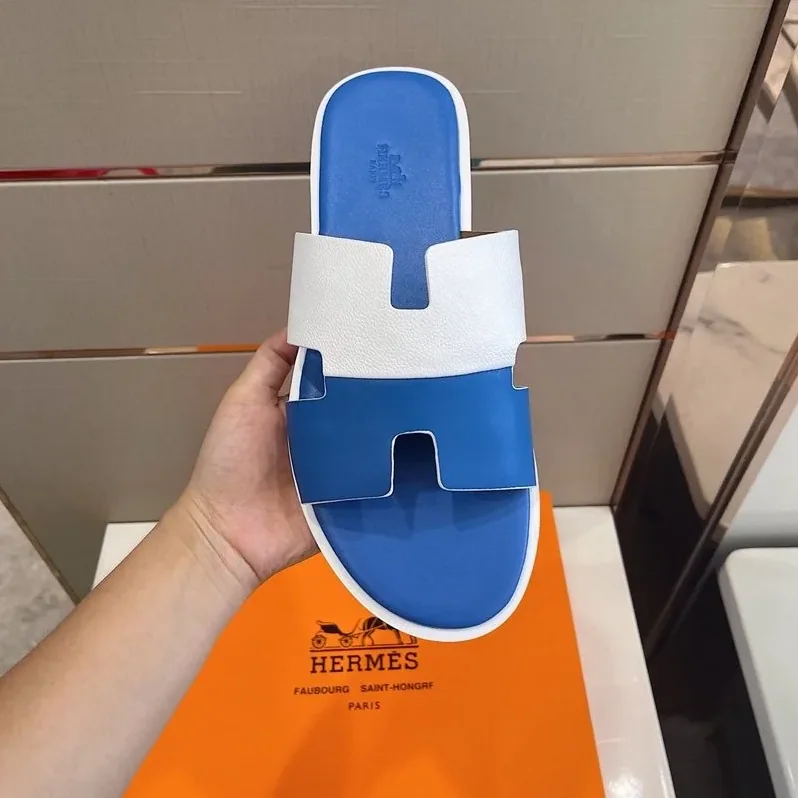 Hermes Izmir Sandal White in Blue Hermes Izmir Sandal White in Blue