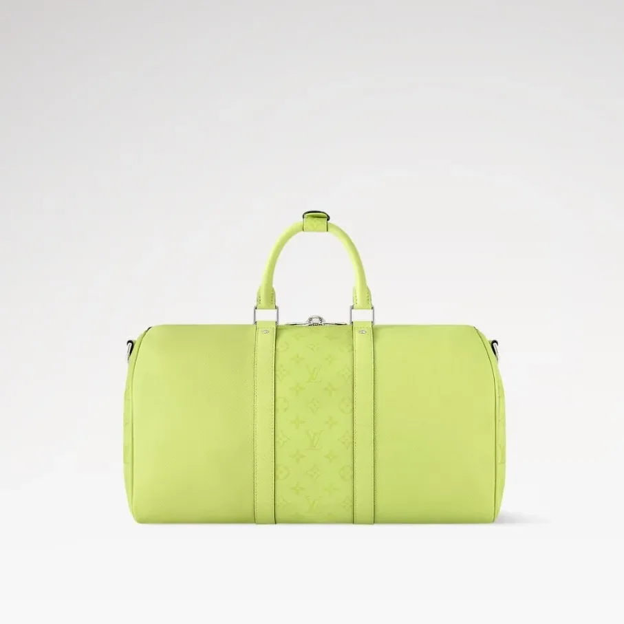 Louis Vuitton Keepall Bandouliere 45 Travel Bag in Lemon Yellow Silver Hardware Louis Vuitton Keepall Bandouliere 45 Travel Bag in Lemon Yellow Silver Hardware