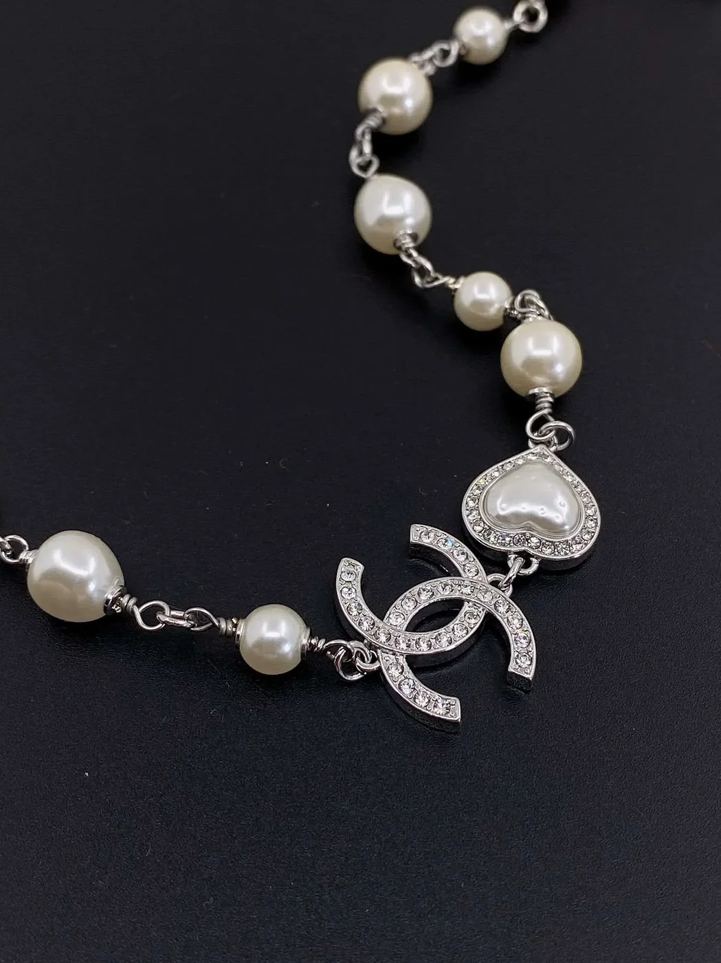 Chanel Pearl Love Necklace White