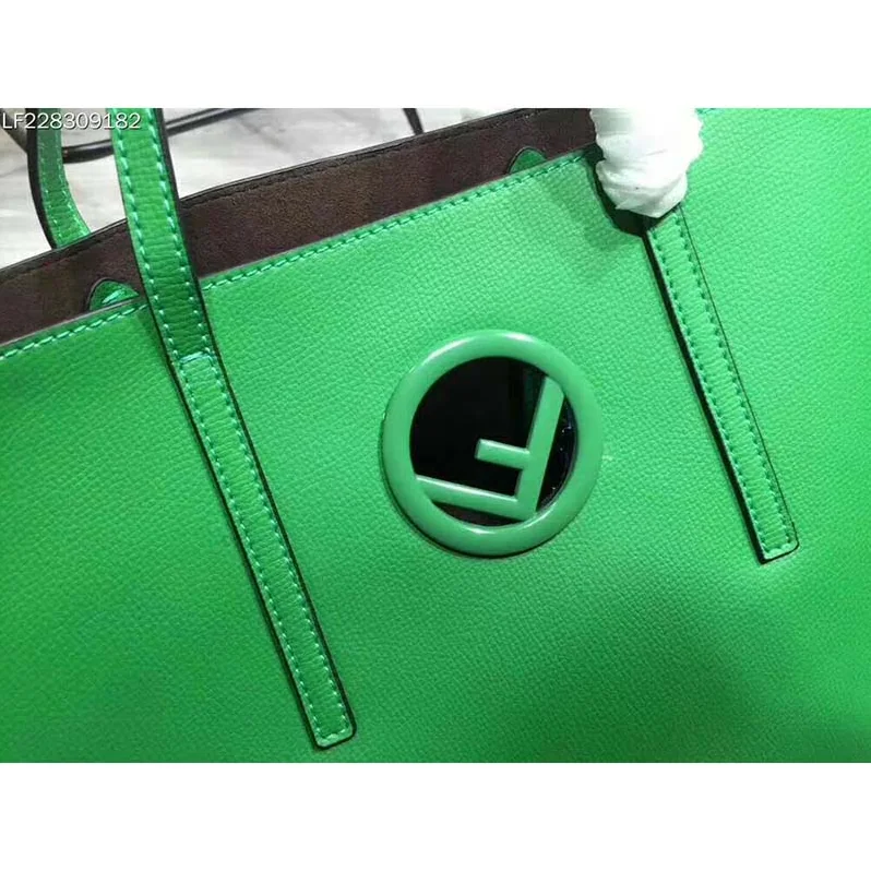 Fendi Leather Logo Shopper Bag for Women in Green