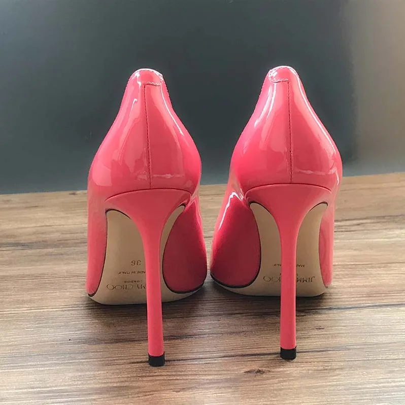 Jimmy Choo Romy 100 Patent Leather Pointy Toe Pumps Shoes Carmine for Women Jimmy Choo Romy 100 Patent Leather Pointy Toe Pumps Shoes Carmine for Women