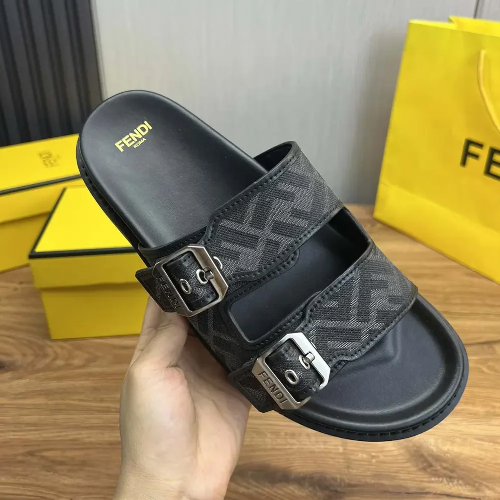 Fendi Feel Sandals FF Jacquard Fabric Sandals for Unisex
