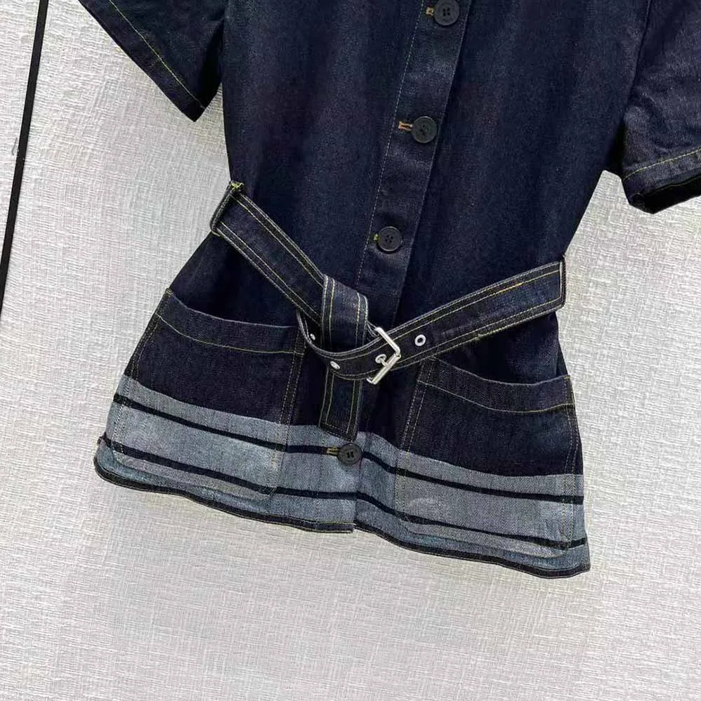 Dior Denim Couture Short for Women in Sleeved Belted Jacket