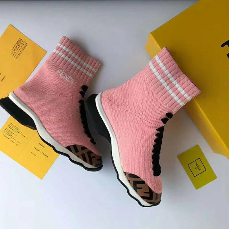 Fendi Shoes Pale Fabric Sneaker Boots for Women in Pink Fendi Shoes Pale Fabric Sneaker Boots for Women in Pink