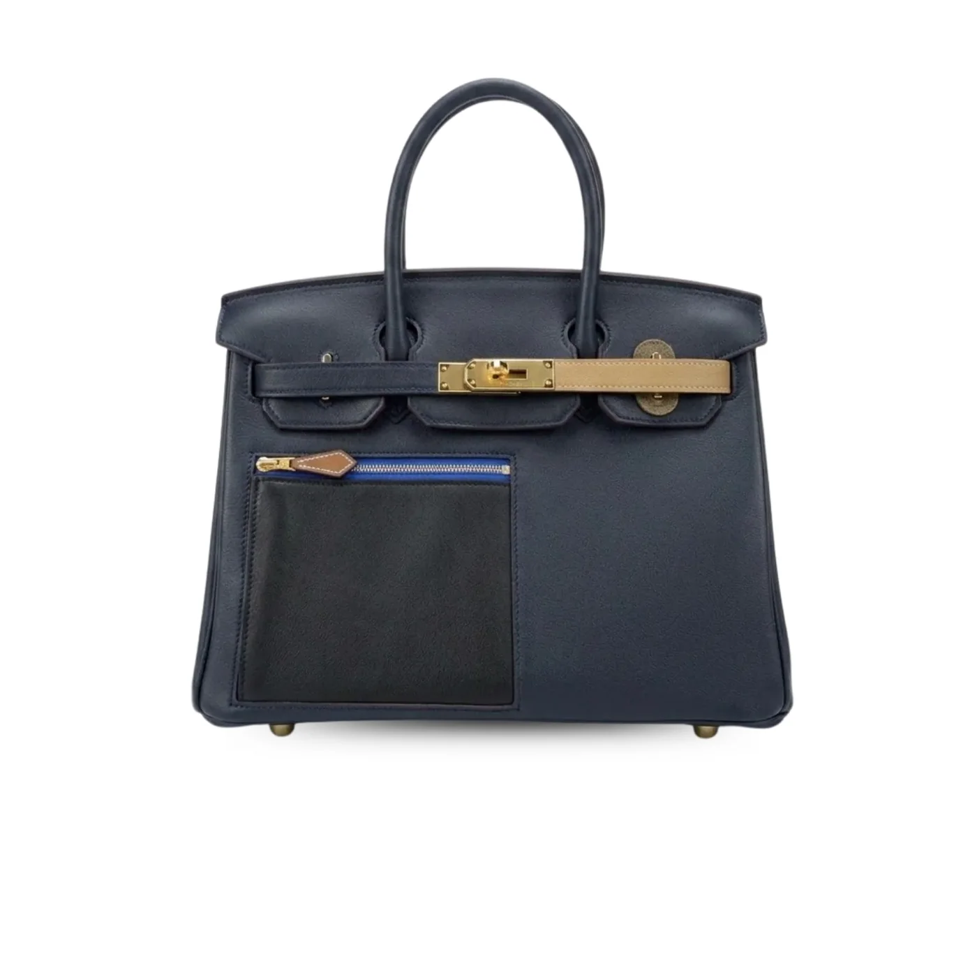 Hermes Birkin Colormatic Top Handle Bag / Navy Blue Gold Toned Hardware