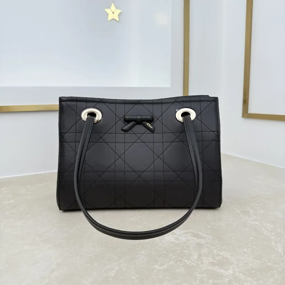 Dior Small Dior Promenade Shopping Bag Black Flat Cannage Calfskin for Women Dior Small Dior Promenade Shopping Bag Black Flat Cannage Calfskin for Women
