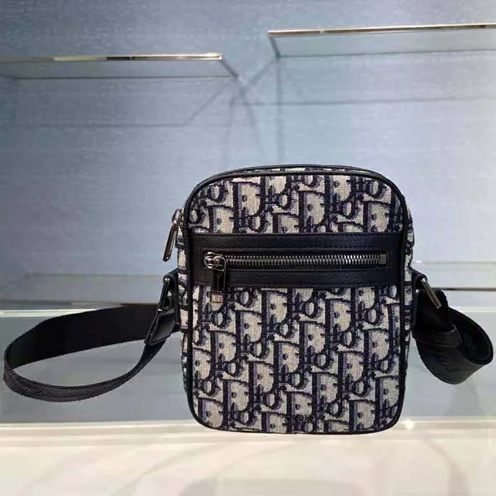 Dior Messenger Pouch Beige and Black Dior Oblique Jacquard for Men