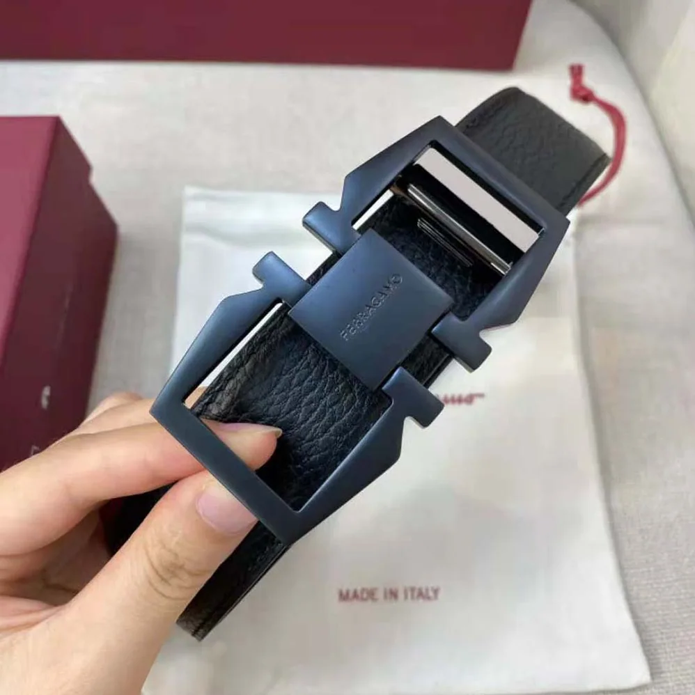 Salvatore Ferragamo Reversible and Adjustable Gancini Belt for Men in Black