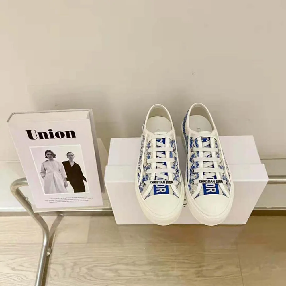 Dior Walk'N'dior Sneaker Bright Blue Toile De Jouy Embroidered Cotton for Women Dior Walk'N'dior Sneaker Bright Blue Toile De Jouy Embroidered Cotton for Women
