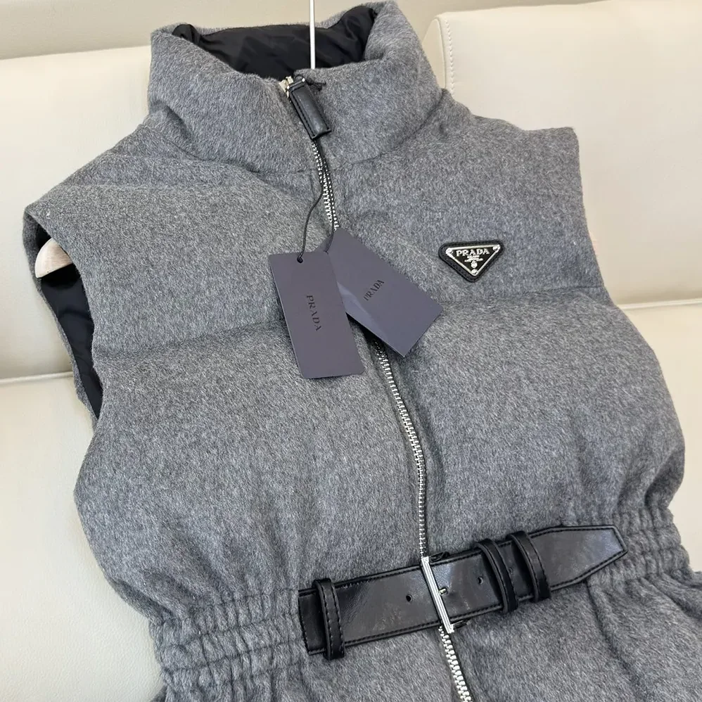Prada Loden Down Vest for Women in Grey