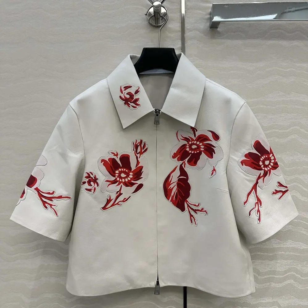 Fendi White Inlaid Leather Jacket for Women Fendi White Inlaid Leather Jacket for Women