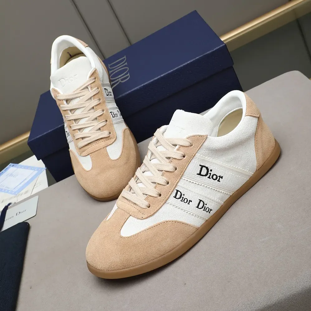 Dior Ribbon Sneaker White and Beige Suede Calfskin for Unisex Dior Ribbon Sneaker White and Beige Suede Calfskin for Unisex