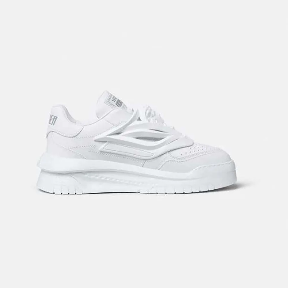 Versace Odissea Sneakers are Set on Rubber Soles with Perforated Toe Caps for Unisex in White