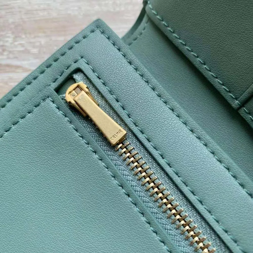 Celine Medium Strap Wallet in Bicolour Grained Calfskin for Women