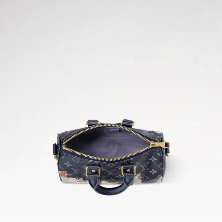 Louis Vuitton Keepall Bandouliere 25 Travel Bag / Ink Blue Monogram Bleach Gold Hardware
