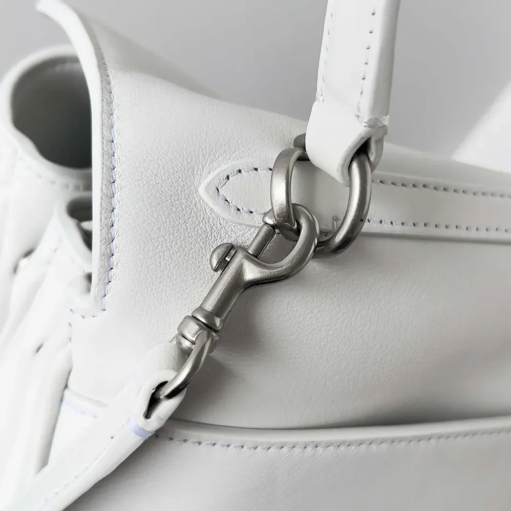 Balenciaga Rodeo Medium Handbag in White Smooth Calfskin for Women in Silver