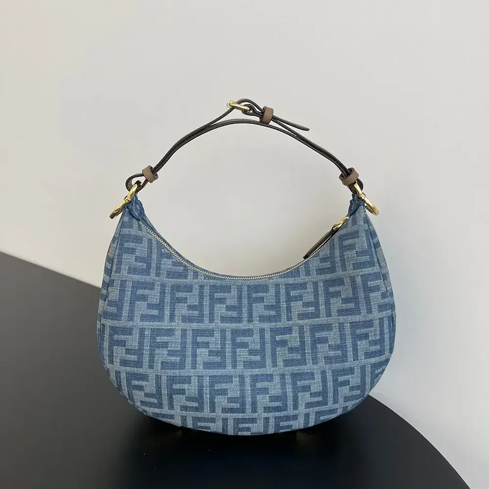 Fendi Fendigraphy Small Light blue FF Denim Fabric Bag for Women