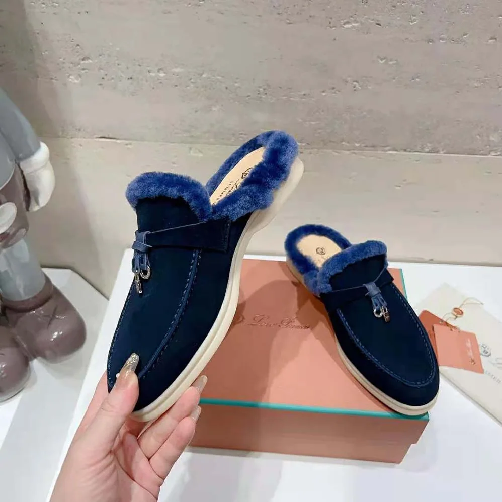 Loro Piana Charms Walk Babouche Loafers for Unisex in Navy