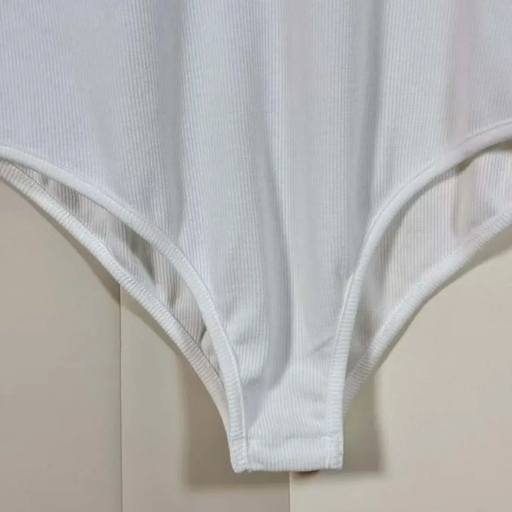 Prada Ribbed Knit Jersey Bodysuit for Women in White