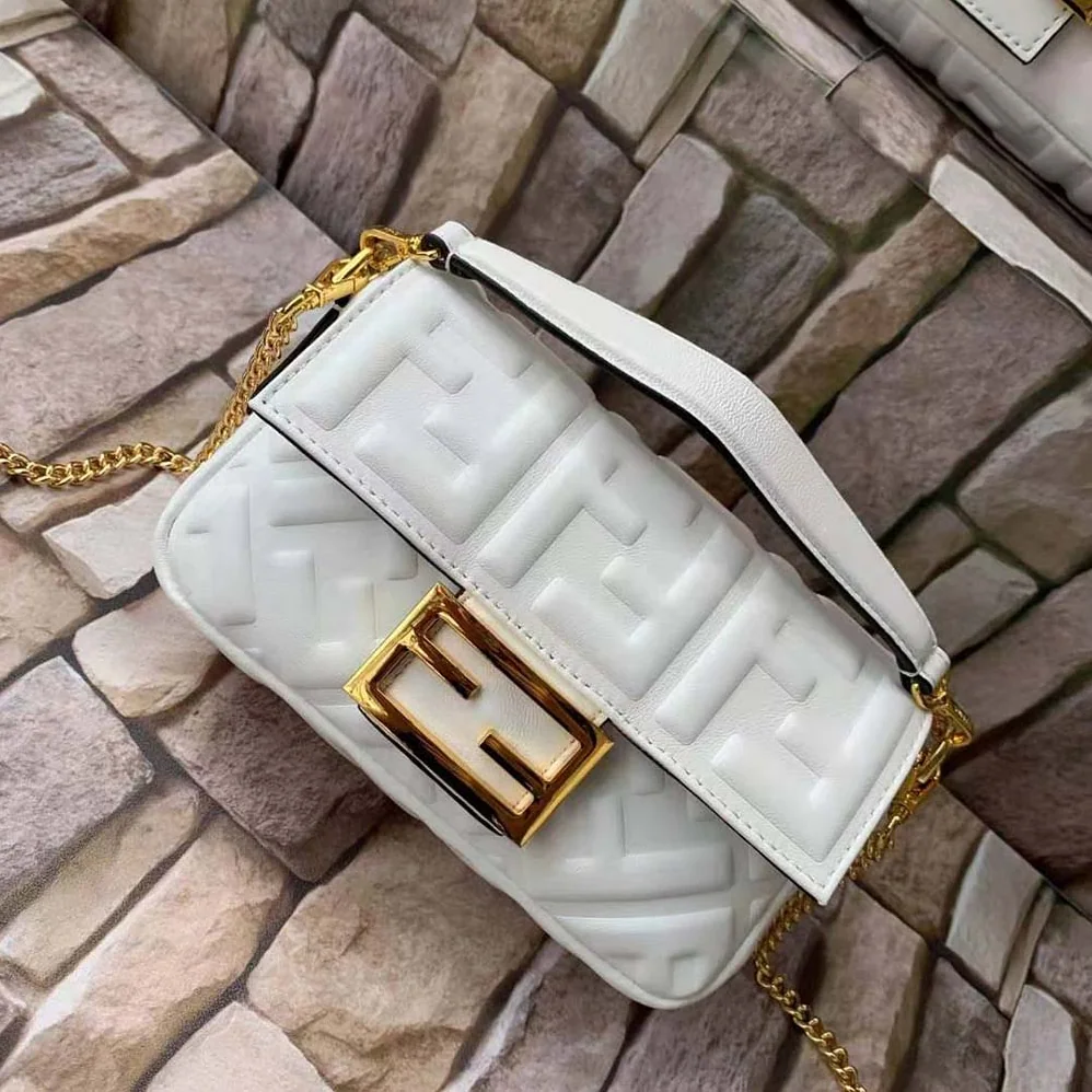 Fendi Baguette Soft Nappa Leather Bag for Women in White Fendi Baguette Soft Nappa Leather Bag for Women in White