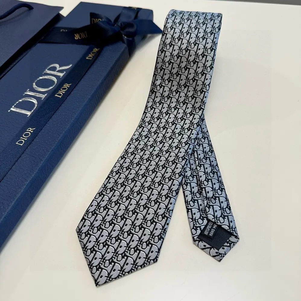 Dior Oblique Tie Gray Silk for Men