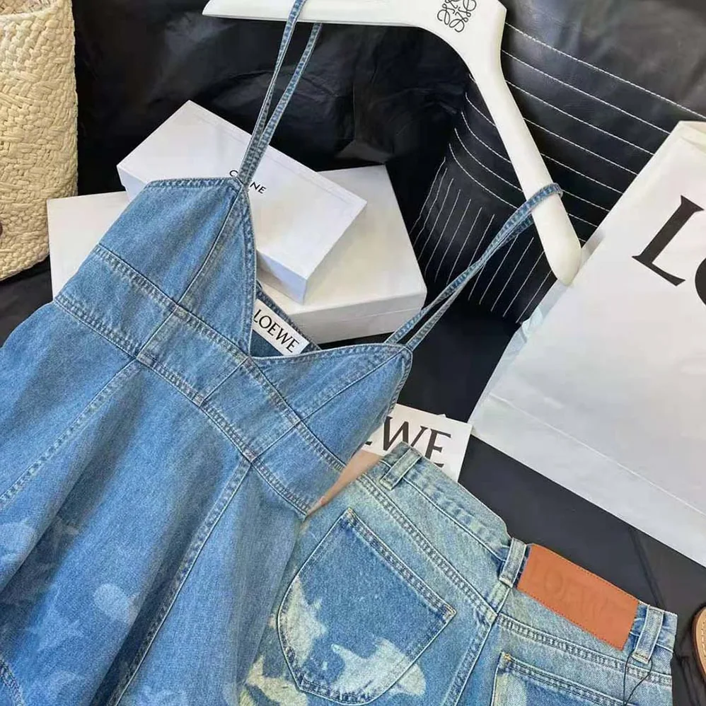 Loewe Fish Strappy Dress in Denim for Women