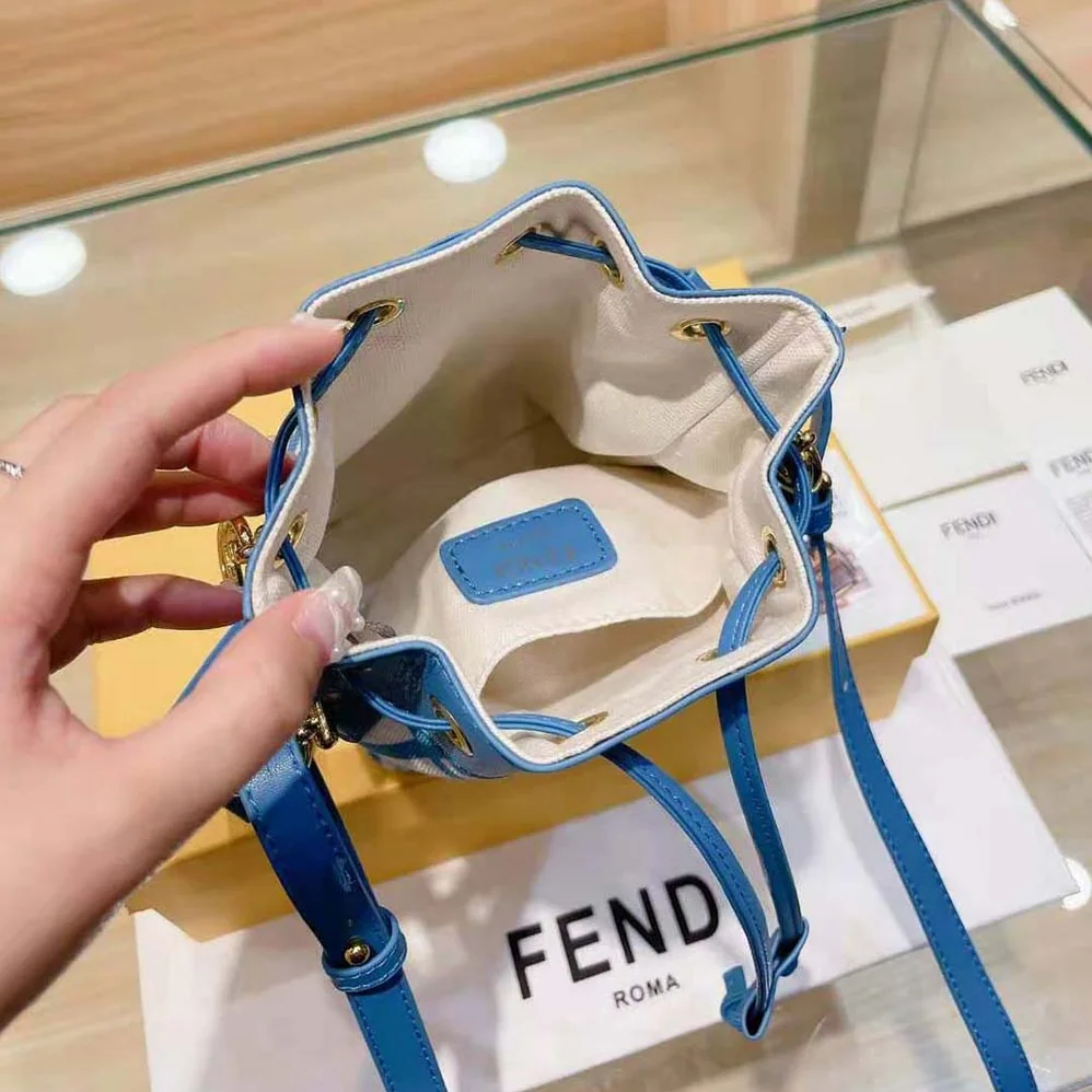 Fendi Mon Tresor Glazed Canvas Mini-Bag for Women in Blue Fendi Mon Tresor Glazed Canvas Mini-Bag for Women in Blue