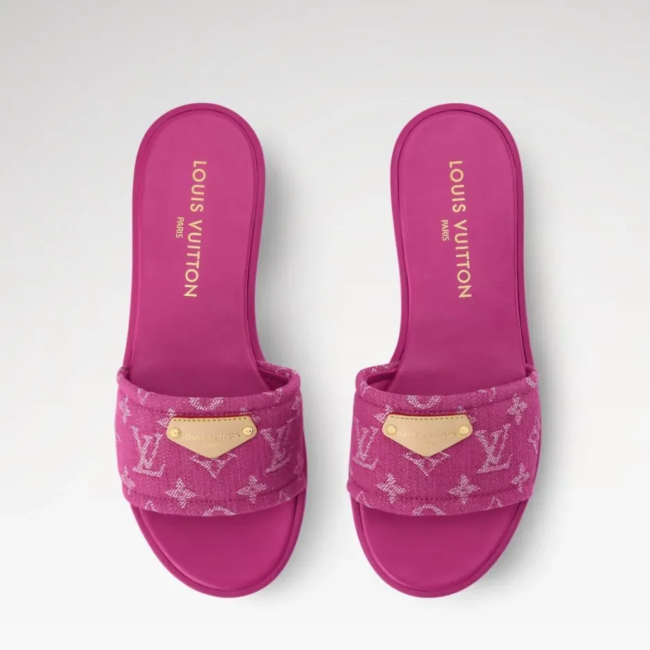 Louis Vuitton Lily Flat Mules Fuschia Denim 1AJMZ4