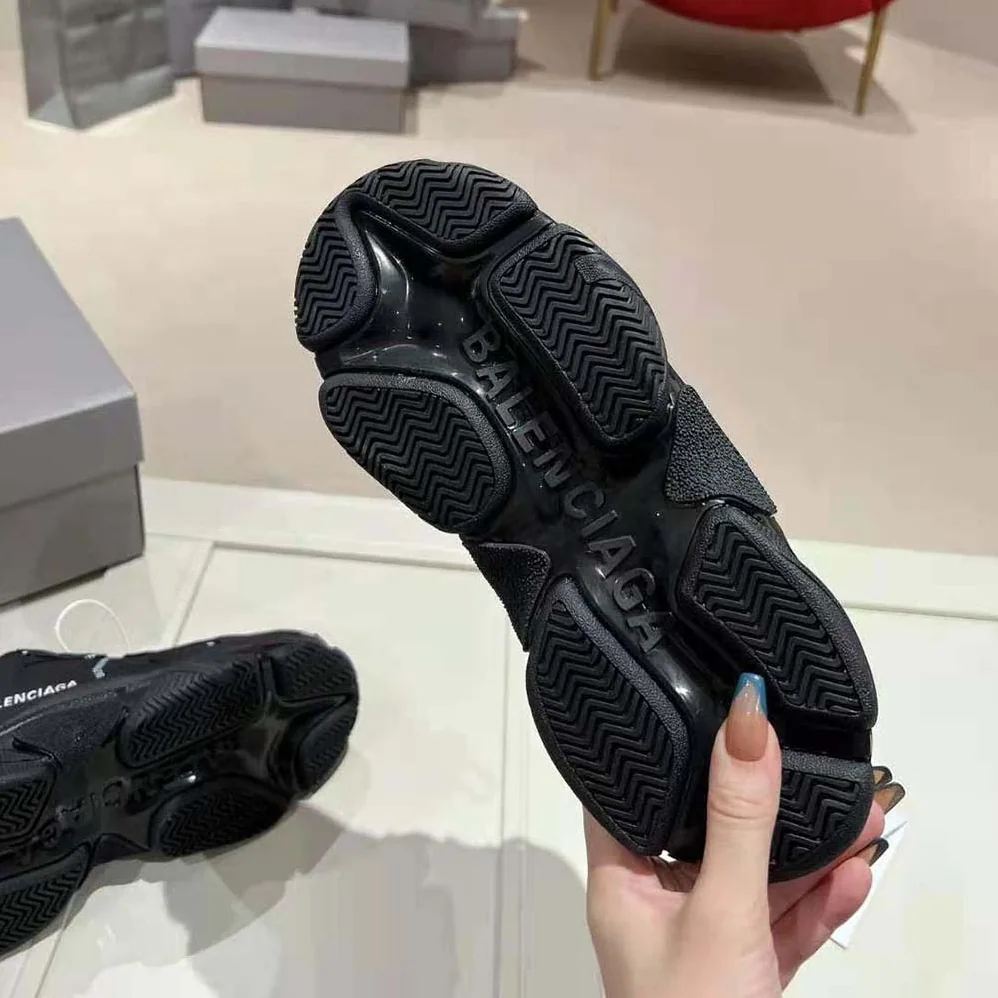 Balenciaga Triple S Sneaker Allover Logo in Dark Green and BlackTechnical Material for Unisex