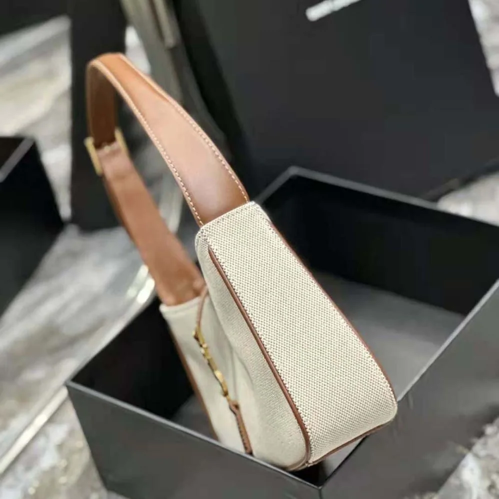 Saint Laurent YSL Le 5 à 7 in Canvas and Leather for Women in Beige